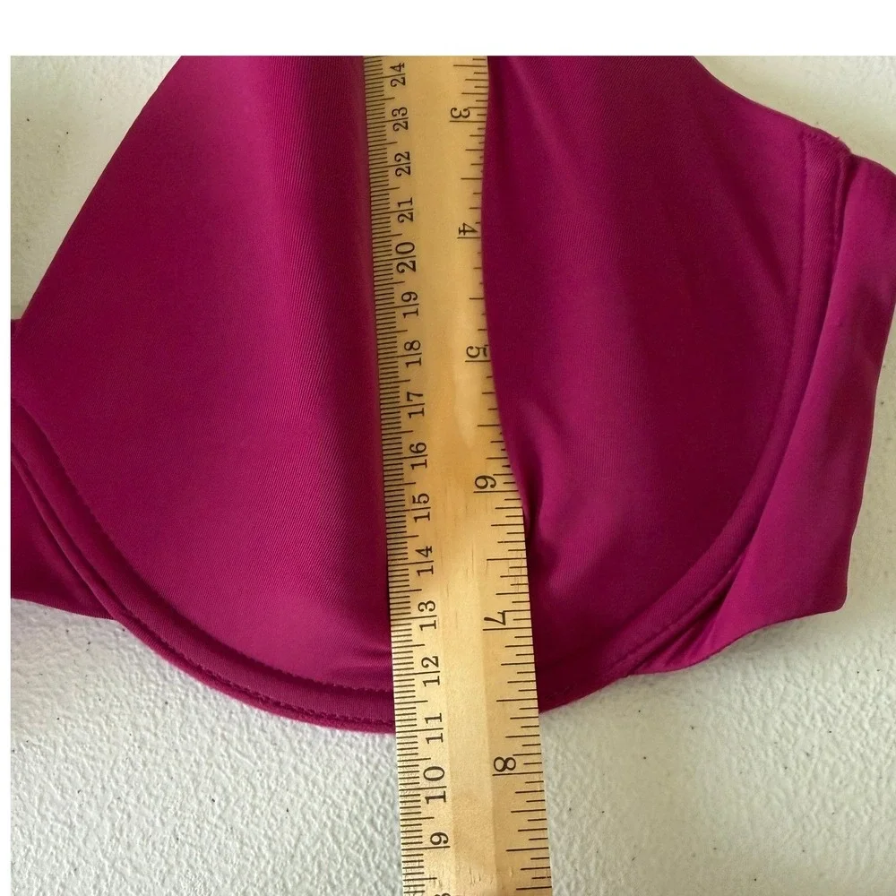 Natori Underwire T-Shirt Bra Women 36D Magenta Pink Nylon Lace Trim Straps